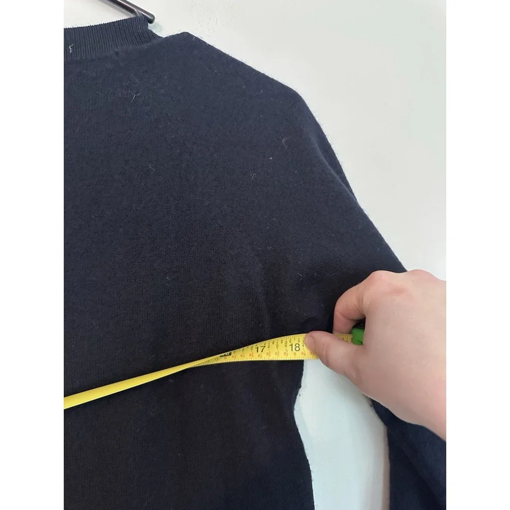 Carven 100% Wool SMALL Layered Sweater Crew Neck Navy Blue Dress Shirt Structure
